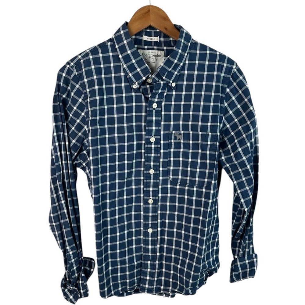 BF1500 Men’s Abercrombie & Fitch AF Muscle Fit Plaid Button Down Shirt L